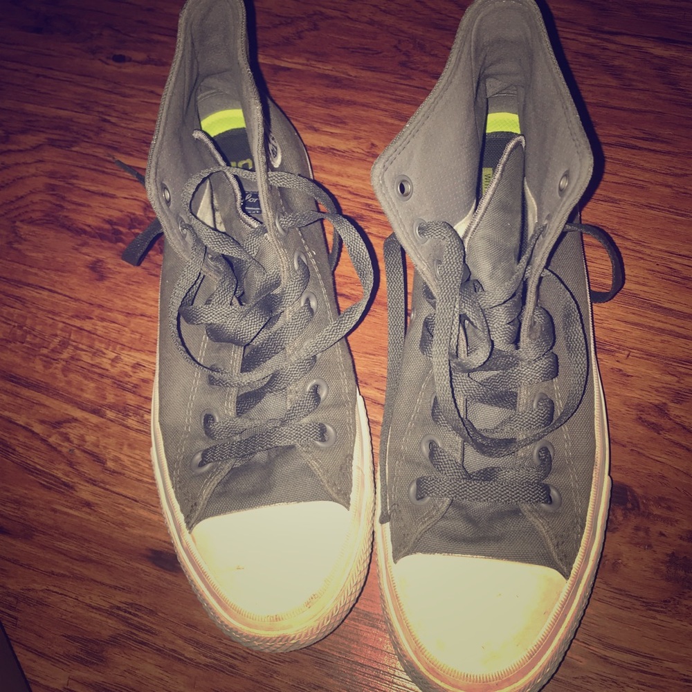 Grey and white converse sneakers